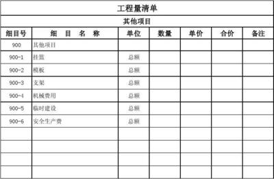 劳务分包合同工程量清单